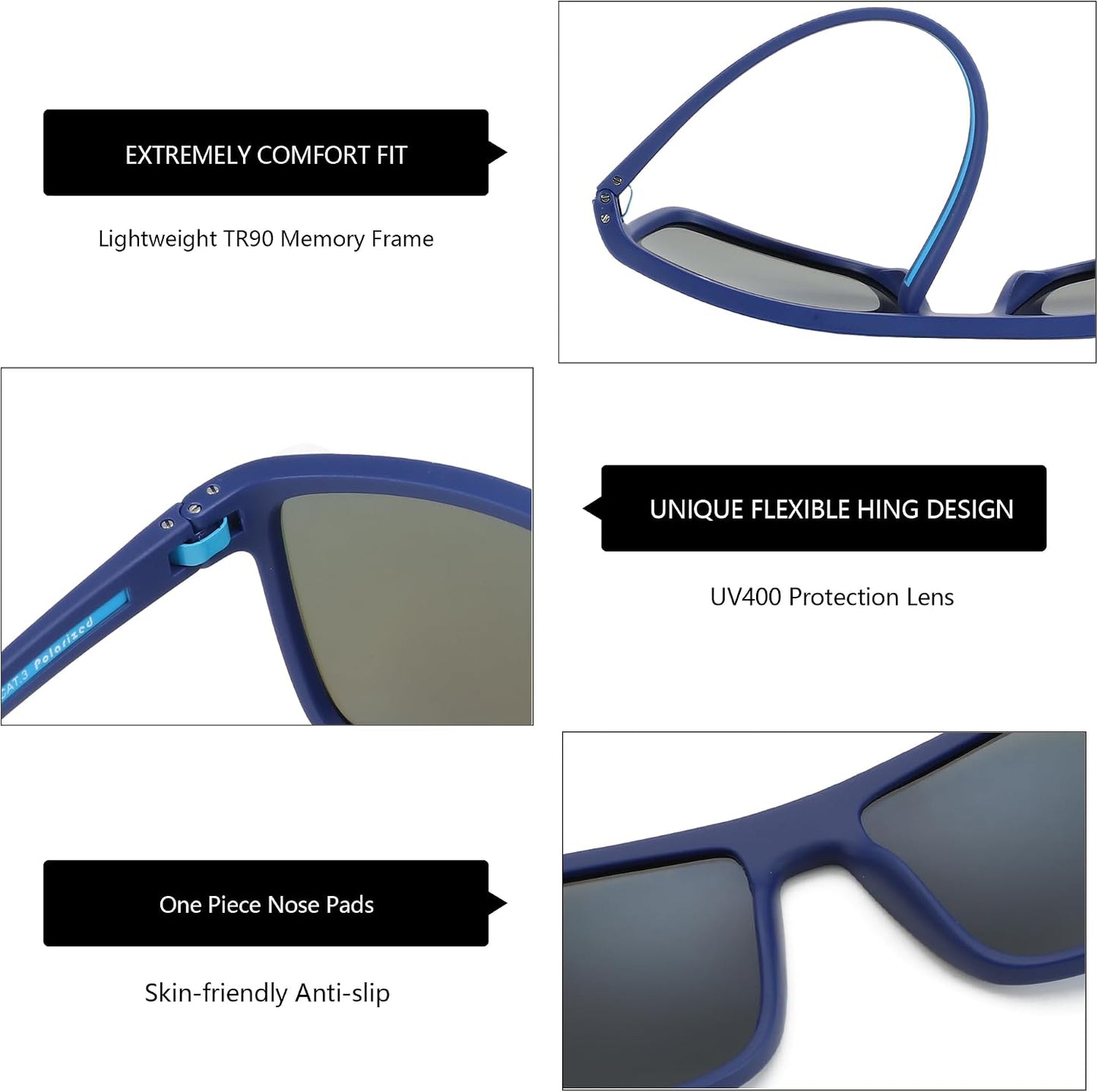 ZENOTTIC Polarized Sunglasses for Men – Lightweight TR90 Frame, UV400, Square