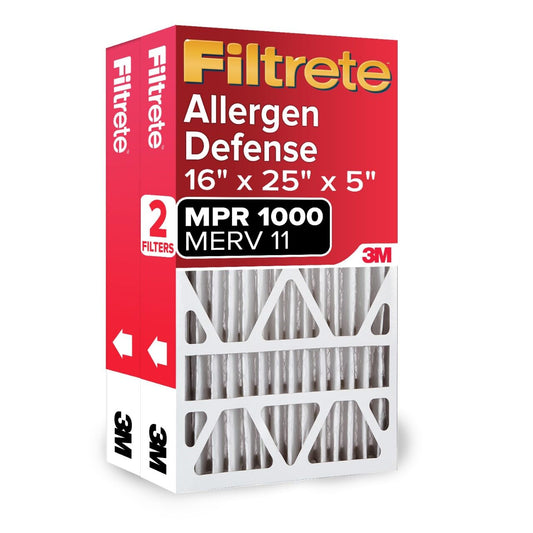 Filtrete 16x25x5 Air Filter MERV 11, MPR 1000 Micro Allergen Defense 2-Pack, Fits Lennox, AC Furnace HVAC Filters for Home, Pleated Electrostatic (Actual Size 15.63x24.74x4.31 in) 🍁 All In One Marketplace Canada