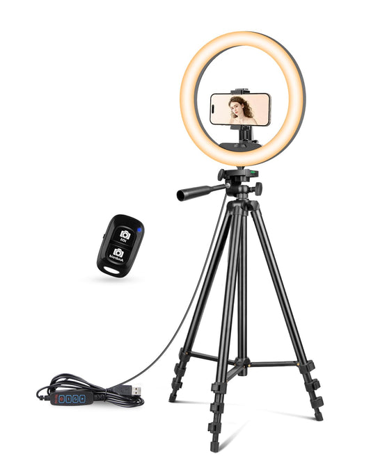 UBeesize 12 inch Ring Light with Stand, Selfie Ring Light with 50" Extendable Tripod Stand & Phone Holder for Live Stream/Makeup/YouTube Video 🍁 All In One Marketplace Canada