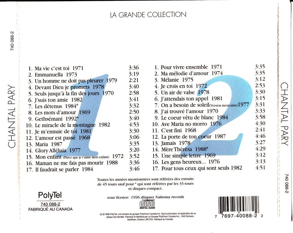 Chantal Pary / La grande collection (compilation) - CD (Used)