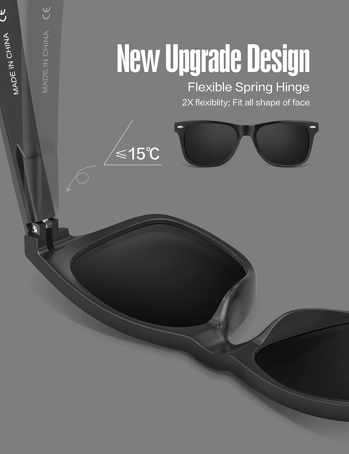 LUENX Polarized Sunglasses – UV400, Square Frame, Anti-Slip, Men & Women