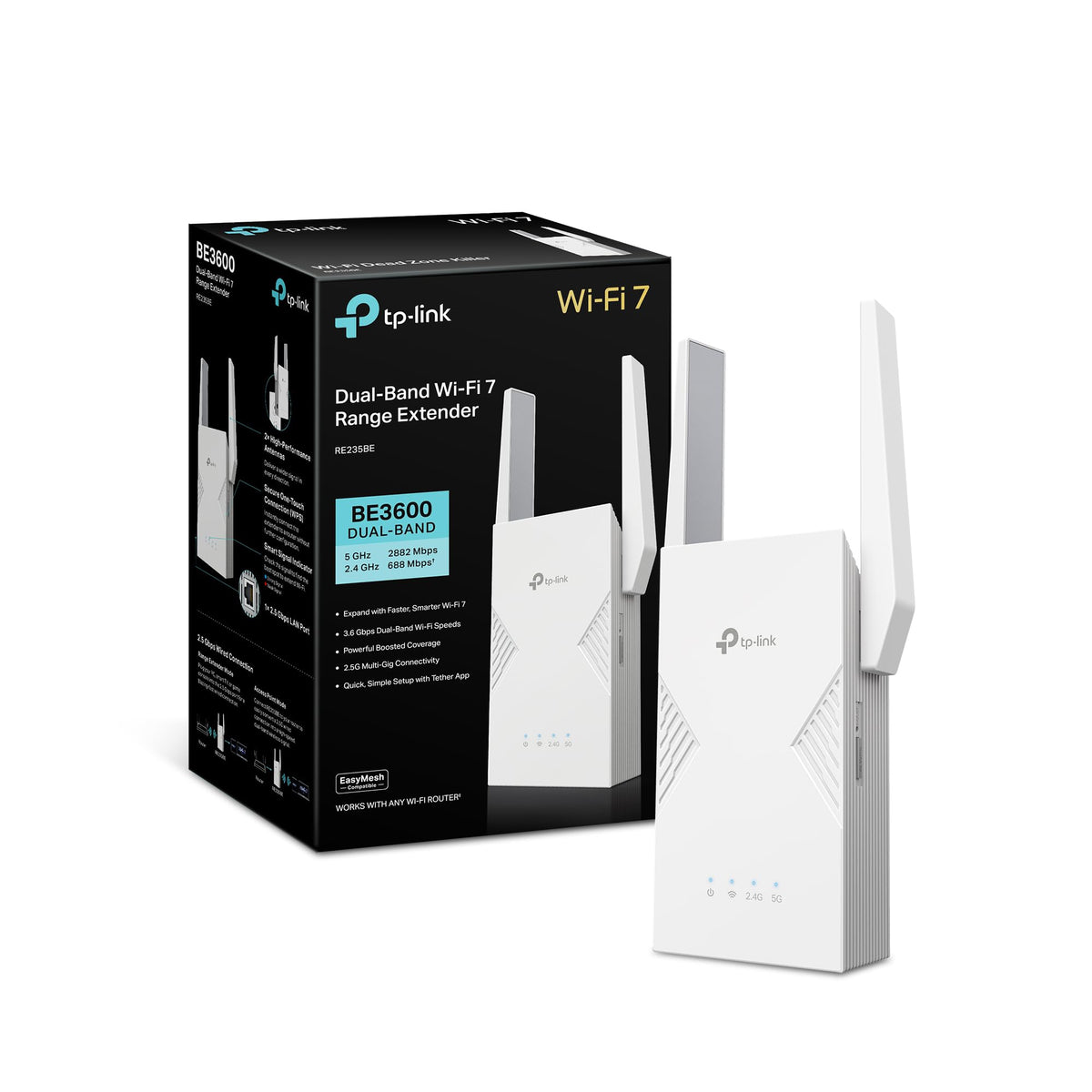 TP-Link BE3600 WiFi 7 Range Extender (RE235BE), Dual Band Signal Booster for Home, up to 3.6 Gbps, 2.5G Ethernet Port, EasyMesh/OneMesh Support, Access Point Mode, Compatible with All WiFi Routers 🍁 All In One Marketplace Canada