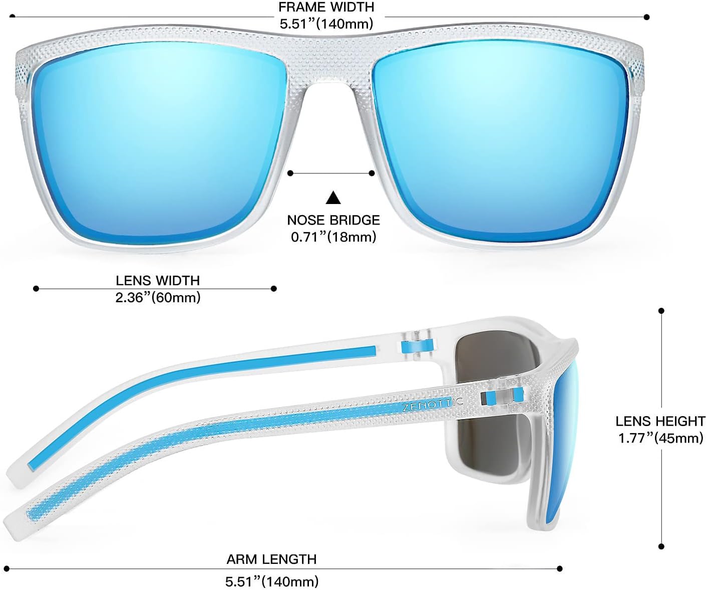 ZENOTTIC Polarized Sunglasses for Men – Lightweight TR90 Frame, UV400, Square