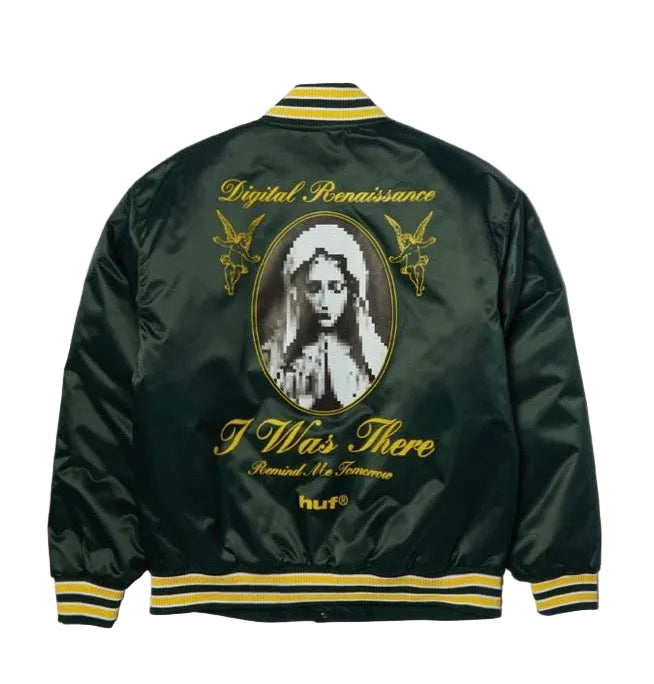 HUF 'Digital Renaissance' Baseball Jacket - Forest Green