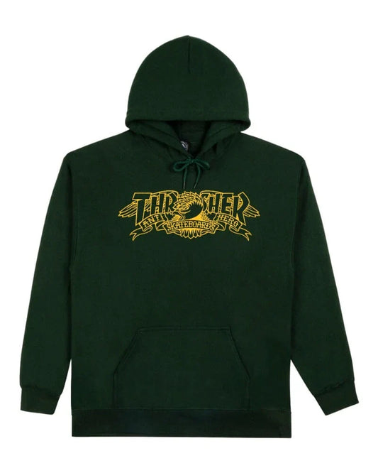 Thrasher x Antihero 'Mag Banner' Hoodie – Forest Green