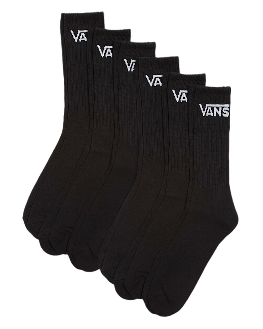 Vans 'Classic Crew' Socks - Black (6 pack)