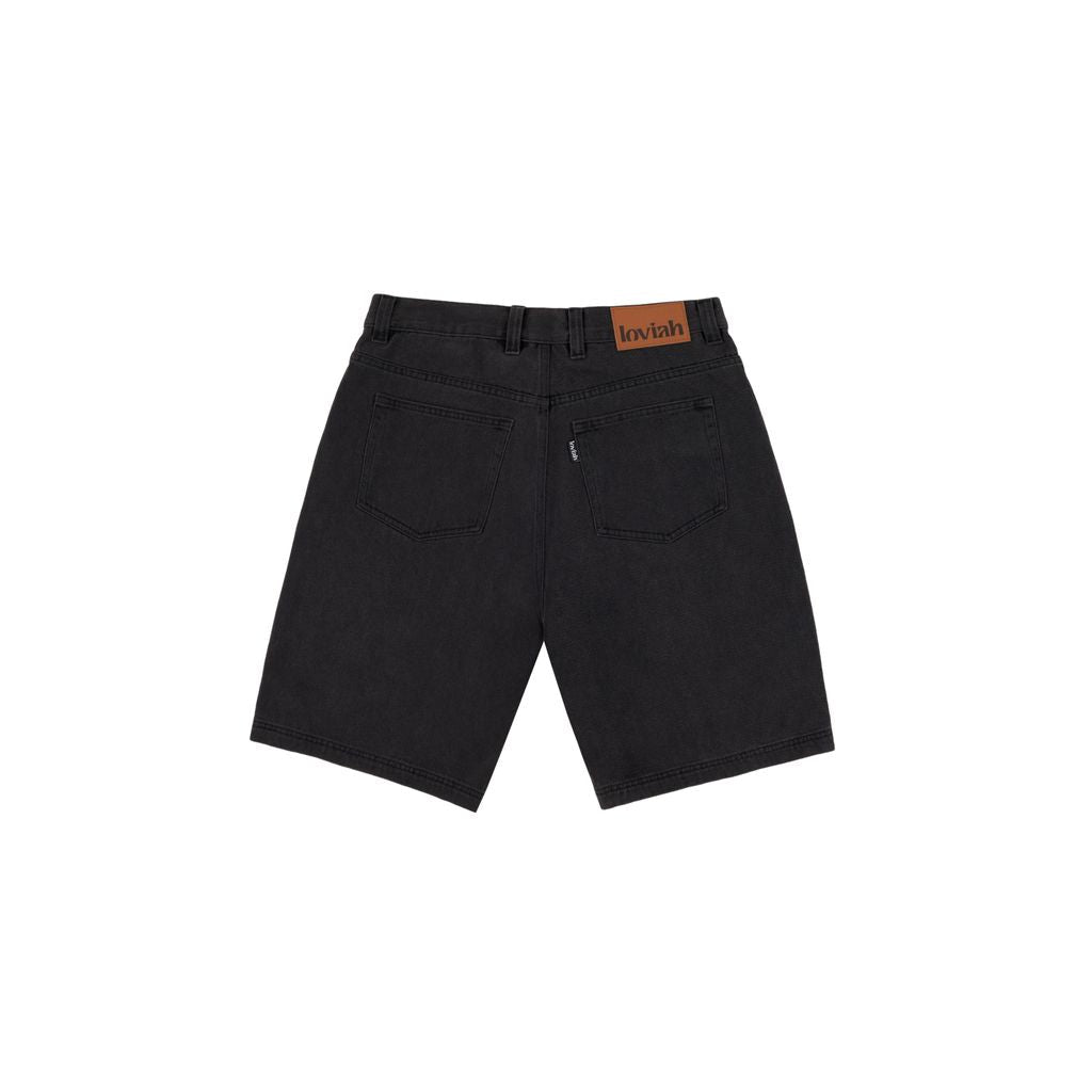 Loviah 'Jhorts' Denim Baggy Shorts - Black Wash Denim