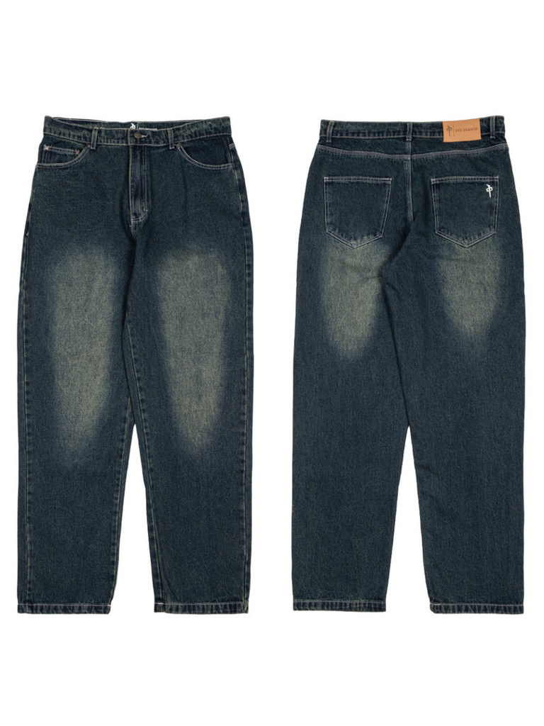 Red Dragon 'Franklin' Baggy Jeans - Yellow Tint/Blue