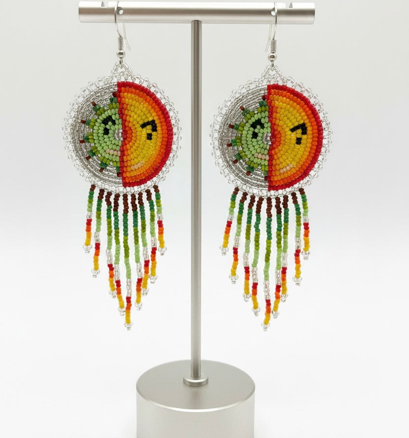 Silver Sun & Moon Beaded Fringe