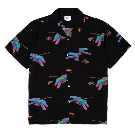 Obey 'Dragon Fly' Short Sleeve Woven - Black Multi