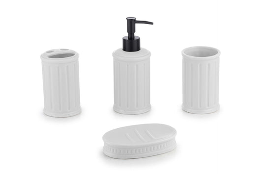 ITY 4 Piece Ceramic Lined Pattern Bathroom Set - 70080SET
