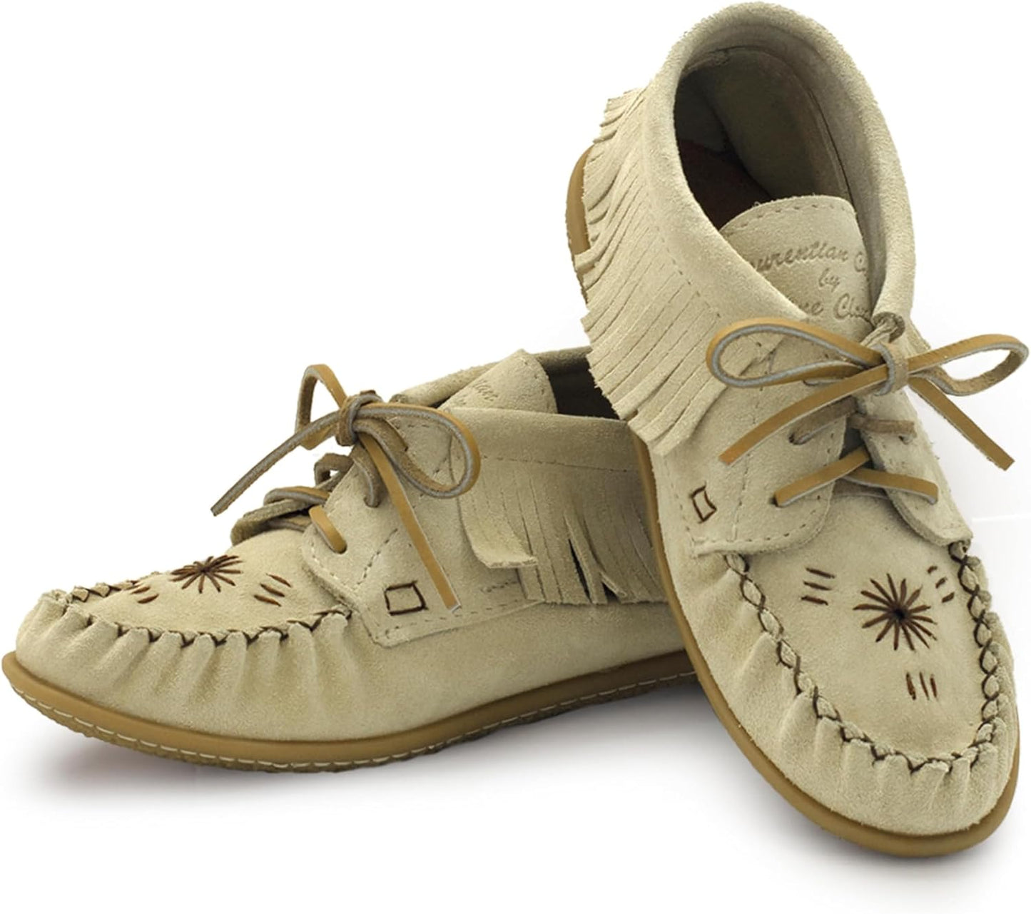 Women's Leather Moccasin Ankle Boots – Handcrafted in Canada, Inca Embroidery, Rubber Sole