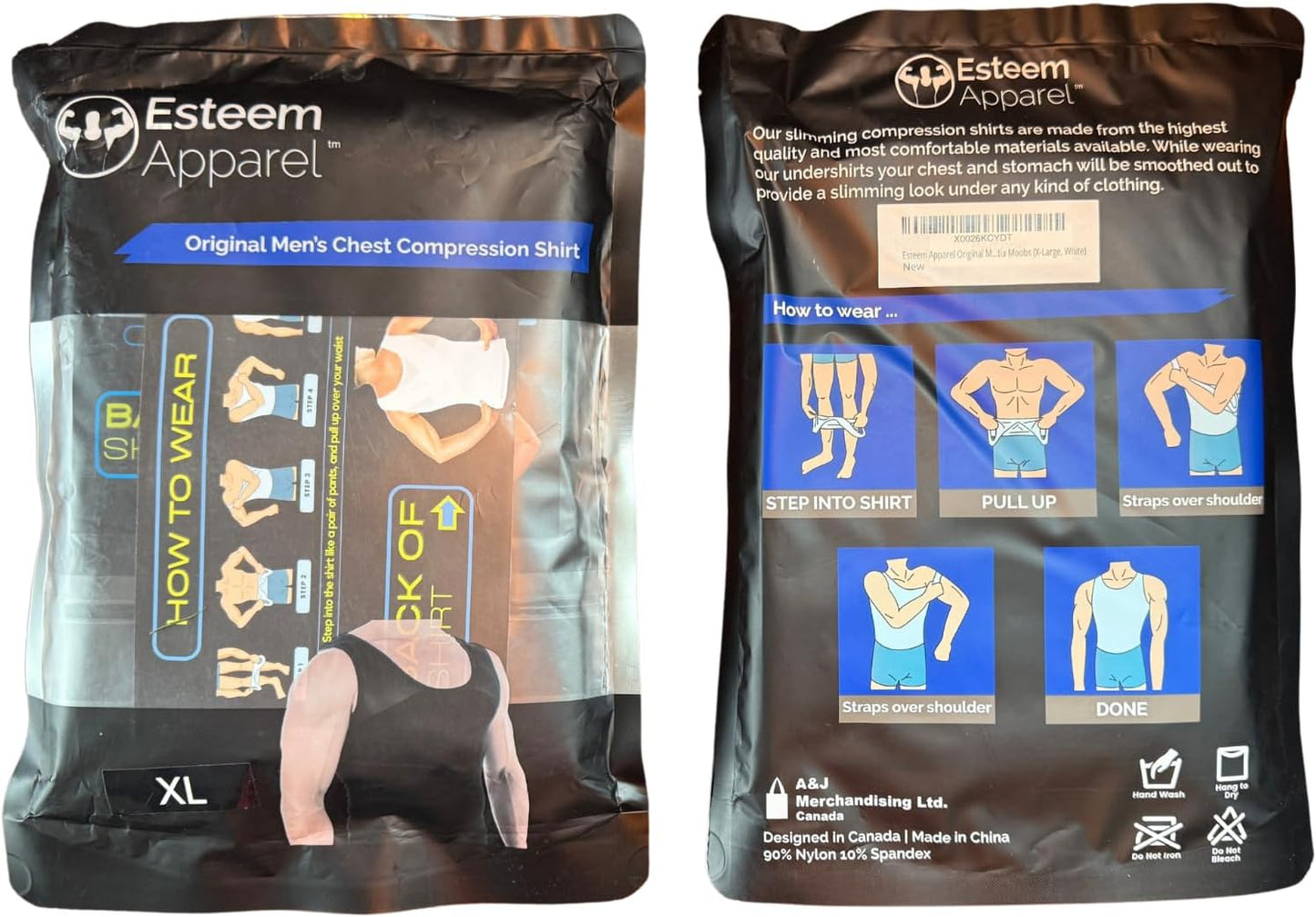 Esteem Apparel Men's Chest Compression Shirt – Gynecomastia Body Slimming Shapewear