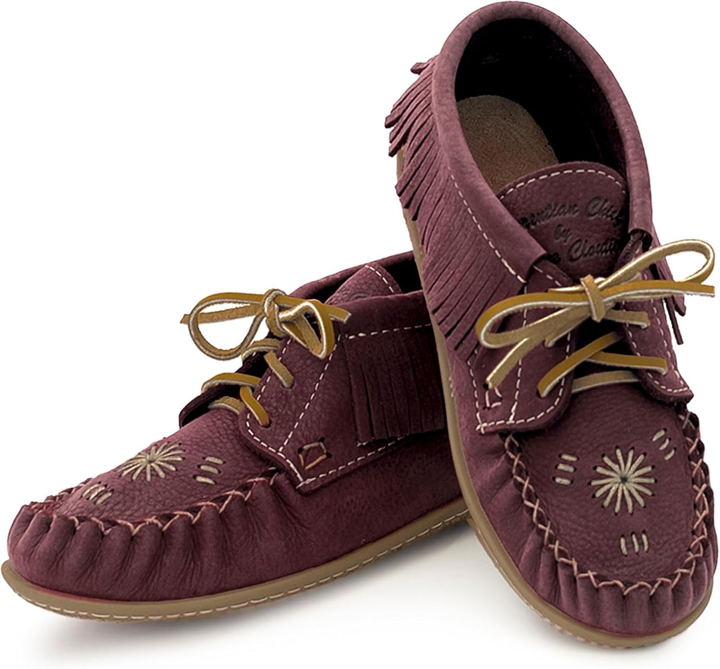 Women's Leather Moccasin Ankle Boots – Handcrafted in Canada, Inca Embroidery, Rubber Sole