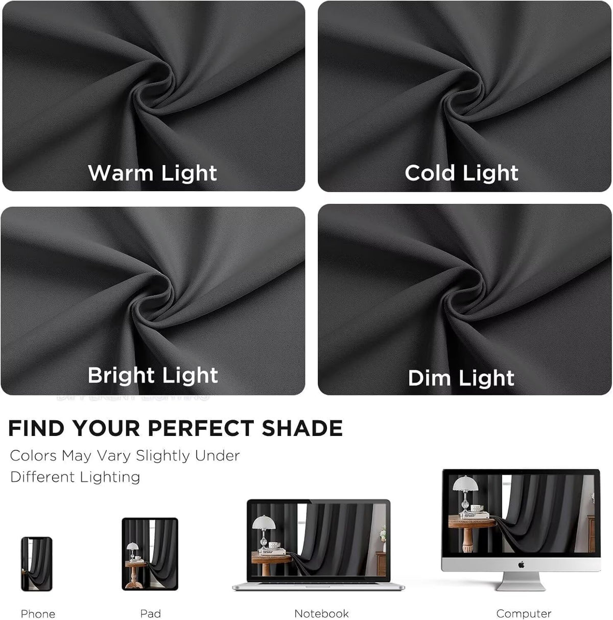 Joydeco Blackout Curtains for Bedroom 2 Panels Set (52"W x 84"L, Dark Grey) 🍁 All In One Marketplace Canada