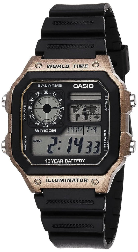 Casio Men's 10-Year Battery Japanese Quartz Watch with Resin Strap, Black, 21 (Model: AE-1200WH-5AVCF) 🍁 All In One Marketplace Canada