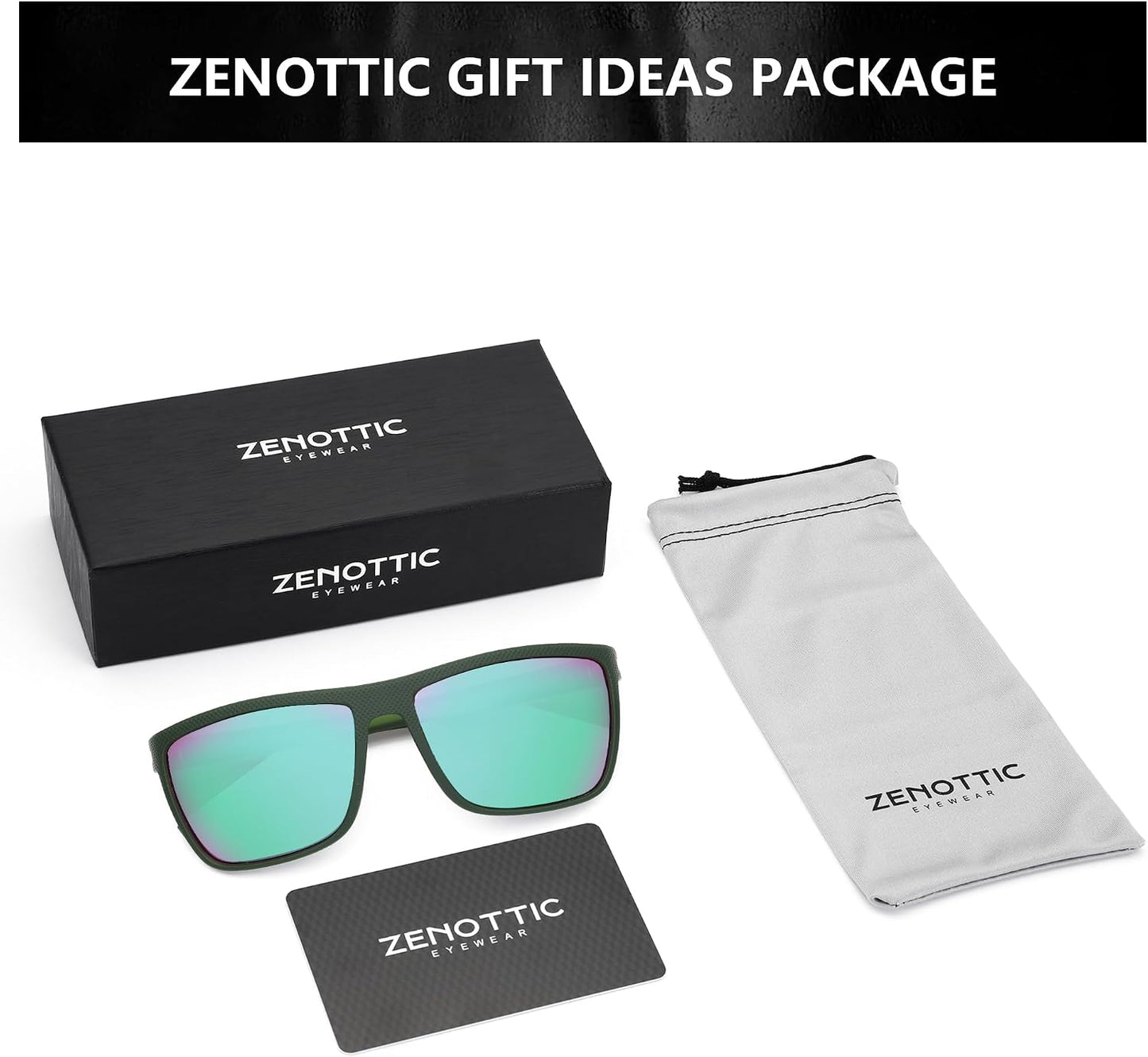 ZENOTTIC Polarized Sunglasses for Men – Lightweight TR90 Frame, UV400, Square