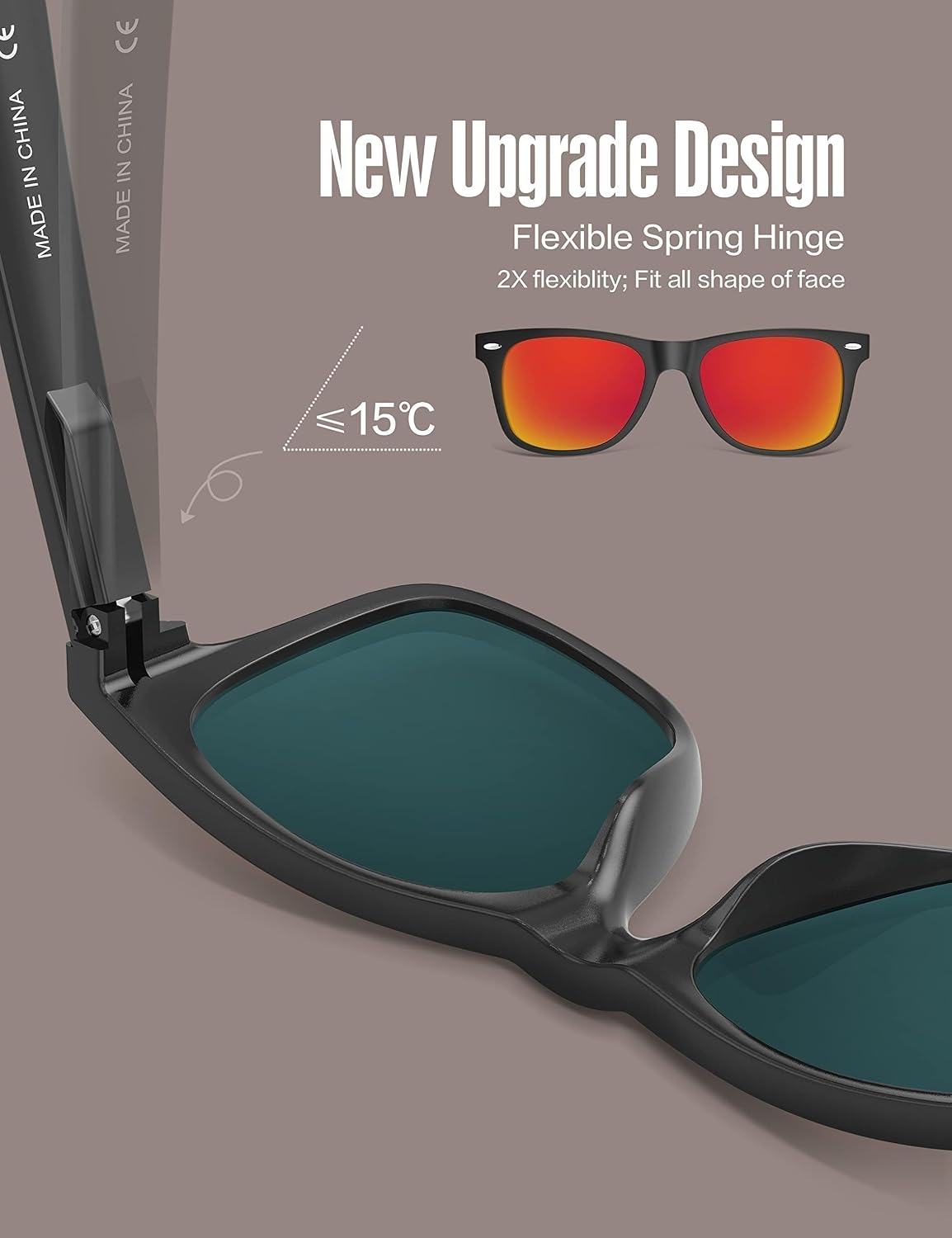 LUENX Polarized Sunglasses – UV400, Square Frame, Anti-Slip, Men & Women