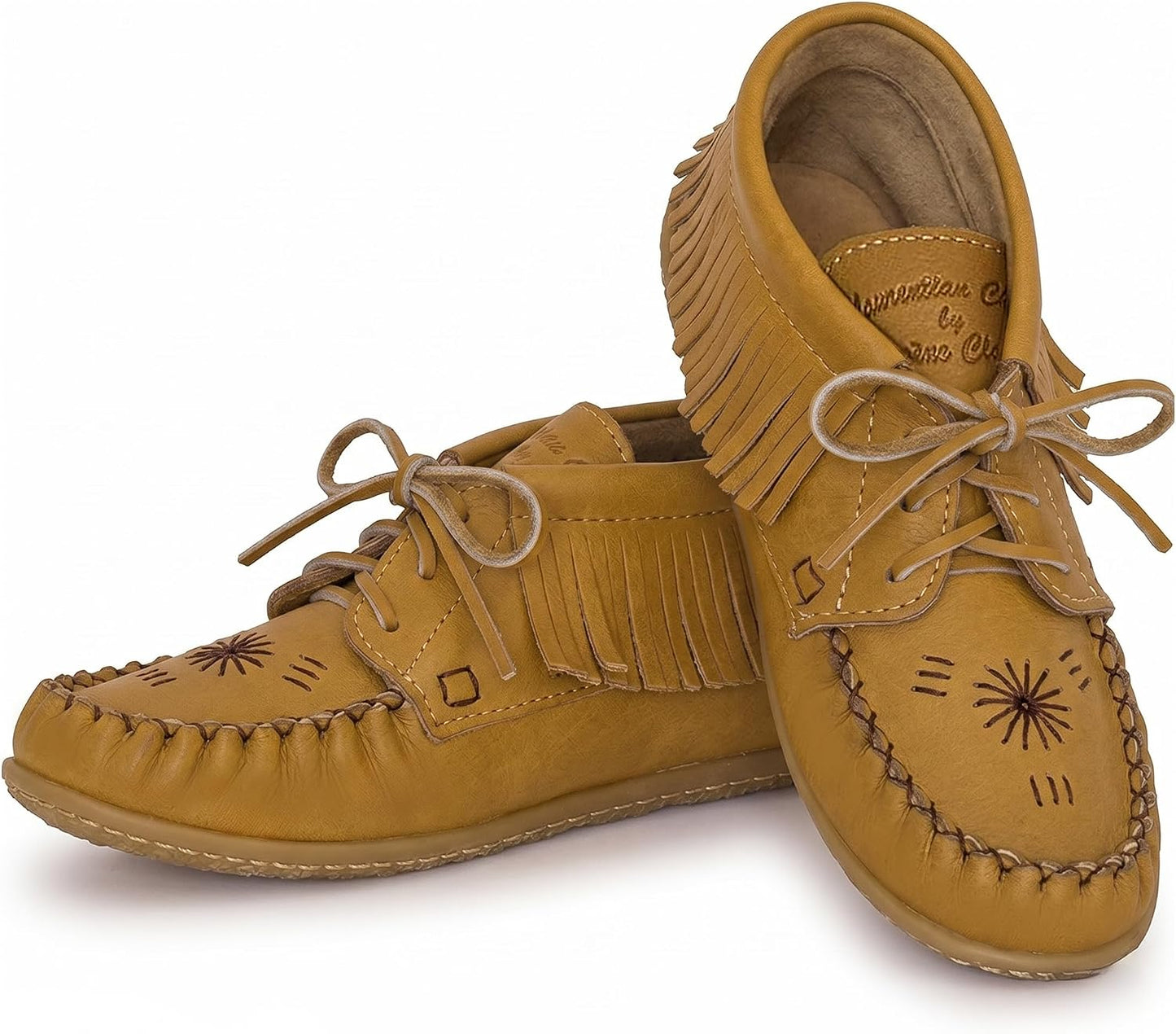 Women's Leather Moccasin Ankle Boots – Handcrafted in Canada, Inca Embroidery, Rubber Sole