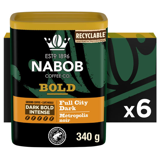 Nabob Dark Bold Roast Full City Dark Ground Coffee, 340g Canister (Pack of 6) 🍁 All In One Marketplace Canada