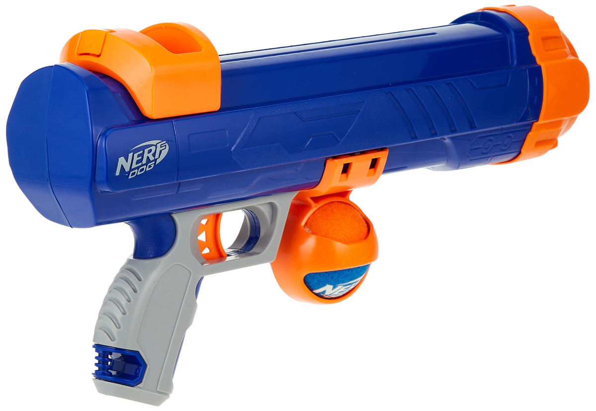 Nerf Dog Tennis Ball Blaster Dog Toy with 1 Ball, 16 in, Blue/Orange 🍁 All In One Marketplace Canada
