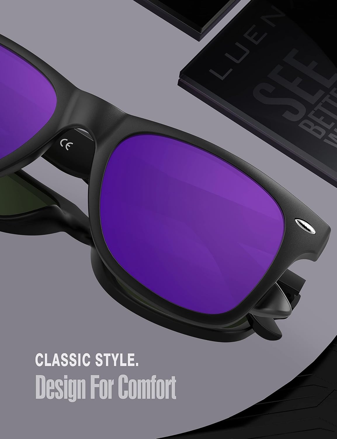 LUENX Polarized Sunglasses – UV400, Square Frame, Anti-Slip, Men & Women