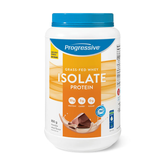 Progressive Grass-Fed 100% Whey Isolate Powder Chocolate Velvet, with 33g of New Zealand Whey Concentrate per Scoop for Muscle Gain and Recovery, Pasture-Raised, Non-GMO, Antibiotic-Free, and Hormone-Free, 850g 🍁 All In One Marketplace Canada