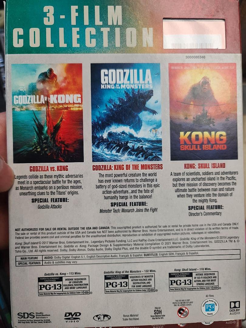 Godzilla vs. Kong/Godzilla: King of the Monsters/Kong: Skull Island (3 Film Bundle) - DVD