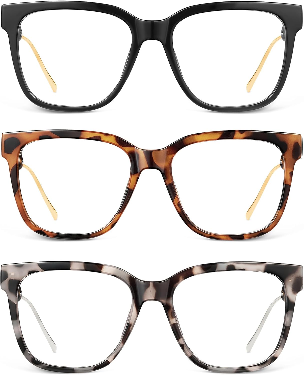 JM Oversized Reading Glasses for Women – Square Frame, Blue Light Blocking, Stylish Computer Readers
