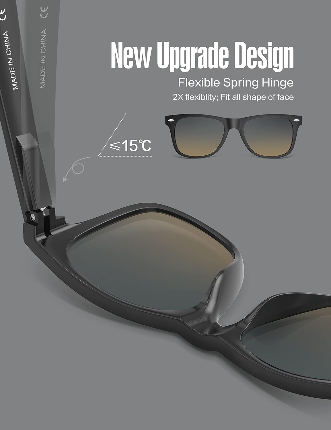 LUENX Polarized Sunglasses – UV400, Square Frame, Anti-Slip, Men & Women
