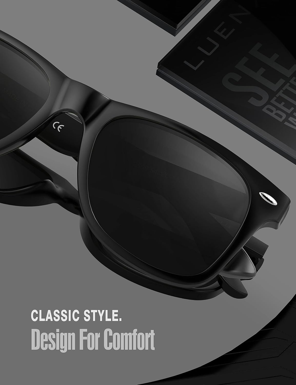 LUENX Polarized Sunglasses – UV400, Square Frame, Anti-Slip, Men & Women