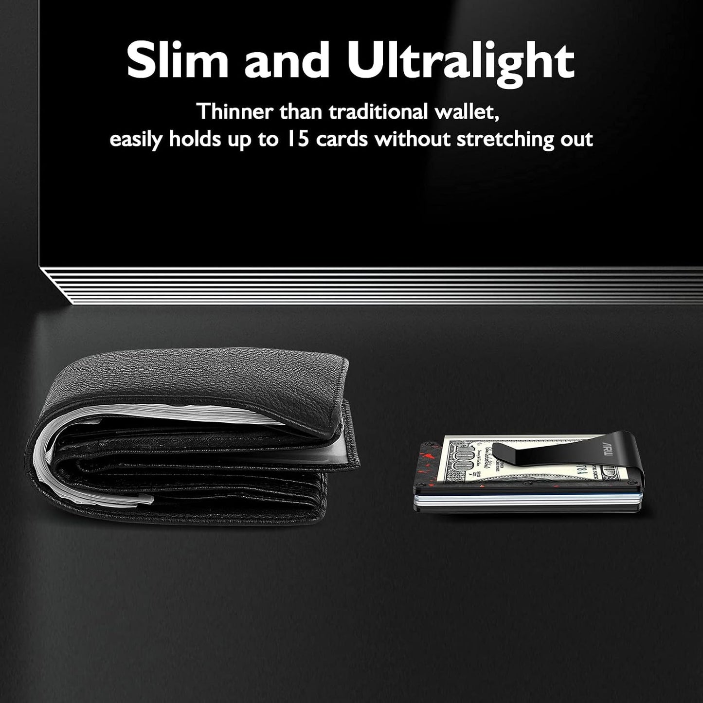 ARW Minimalist Metal Wallet for Men – RFID Blocking Aluminum Money Clip, Slim Card Holder