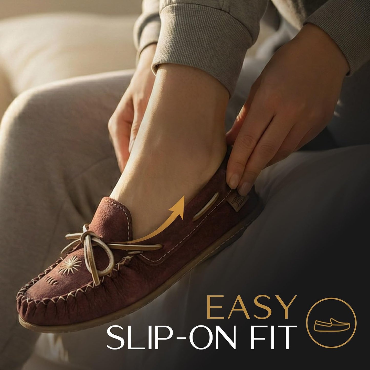 Women's Leather Moccasin Loafers – Handcrafted in Canada, Inca Embroidery, Indoor & Outdoor