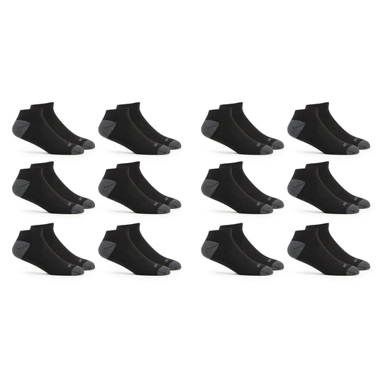 Fruit of the Loom Men's Dual Defense Low Cut Cushioned Moisture Wicking Socks (12 Pack), Black, Medium (6-12) 🍁 All In One Marketplace Canada