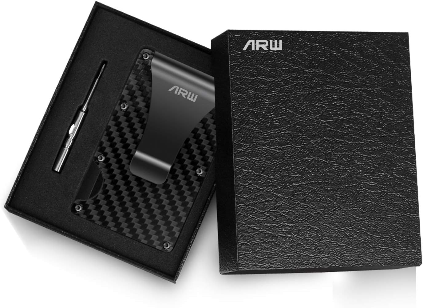 ARW Minimalist Metal Wallet for Men – RFID Blocking Aluminum Money Clip, Slim Card Holder