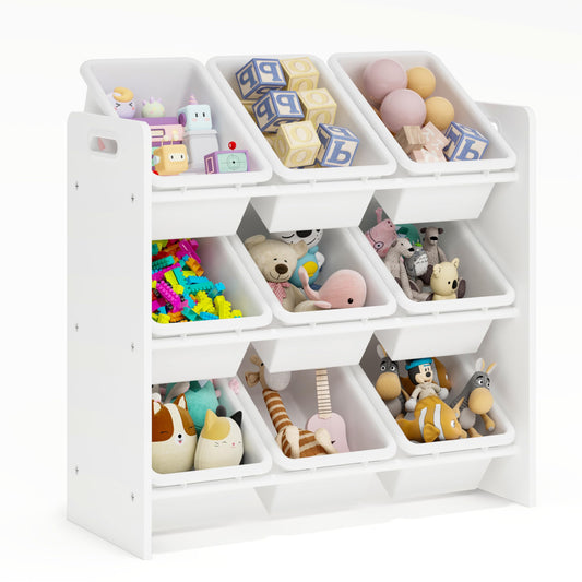 Lennox Furniture Toys Storage Organizer 9 Plastic Bins in White (JWTR-03006 white) 🍁 All In One Marketplace Canada