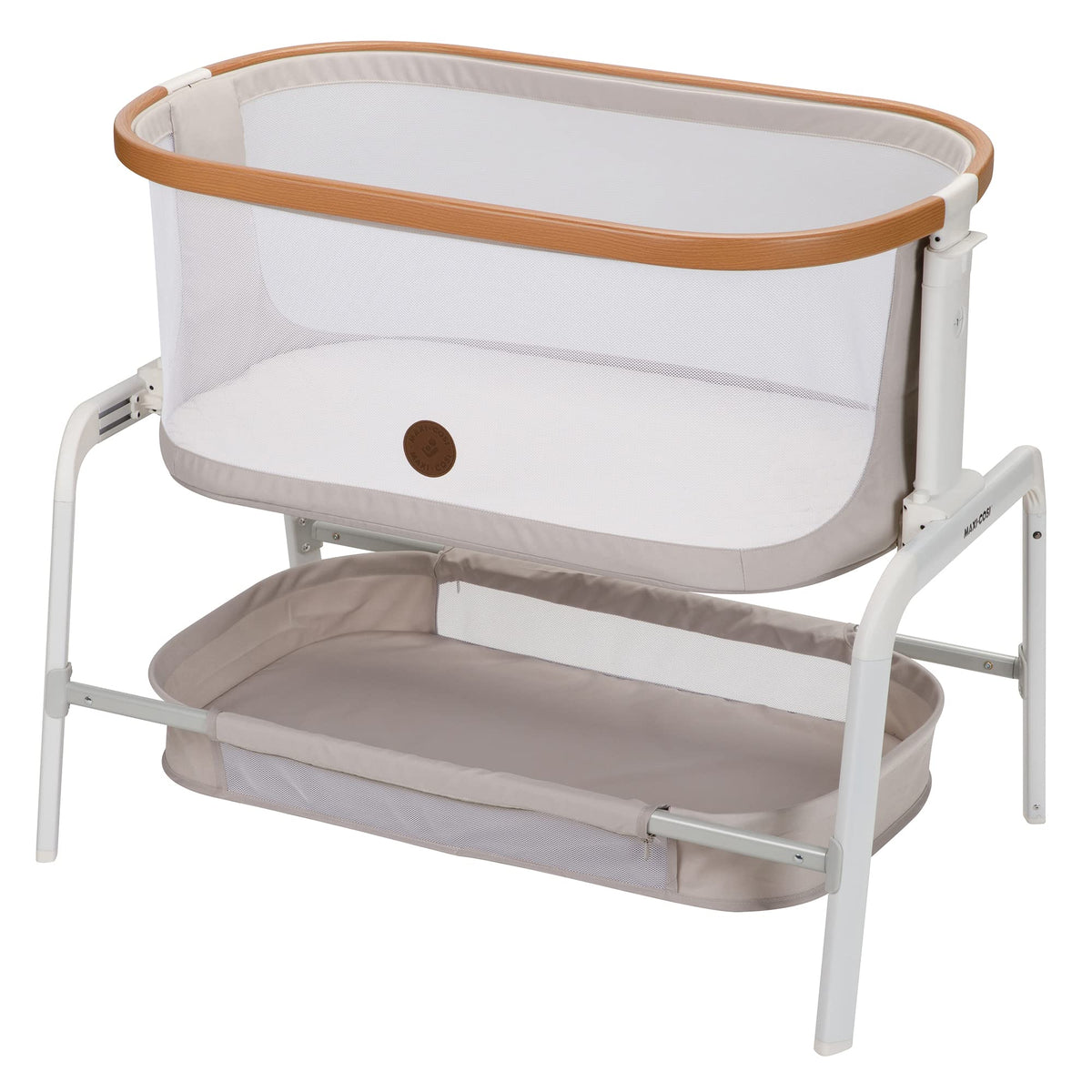 Maxi-Cosi Iora Bedside Bassinet , infant bedside sleeper crib, 4 height positions, portable & folds flat, large storage basket, includes travel bag, Horizon Sand 🍁 All In One Marketplace Canada