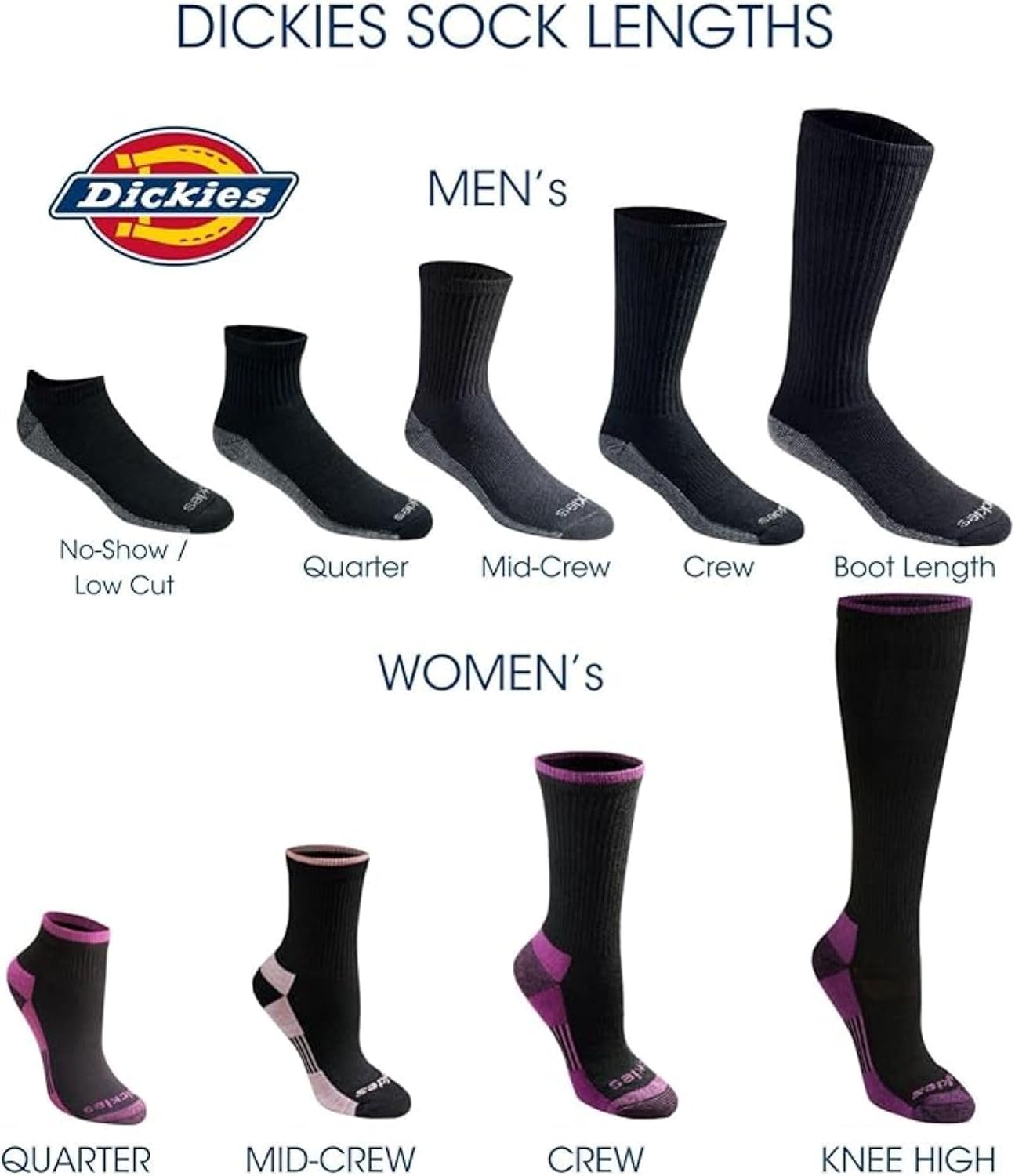 Dickies Men's Dri-Tech Moisture Control Boot Socks – Multi-Pack
