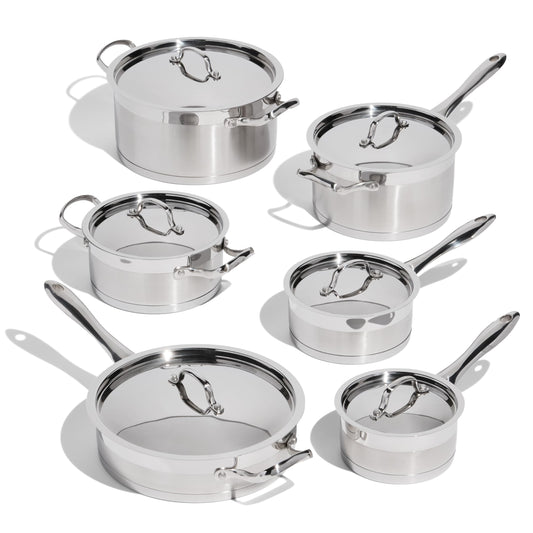 Lagostina Moderna 12-Piece Stainless Steel Cookware Set, Commercial Capsule Base, Induction Safe Pots and Pan Set Includes Saucepan, Casserole, Dutch Oven & Lids, Oven Safe up to 400°F / 204ºC 🍁 All In One Marketplace Canada