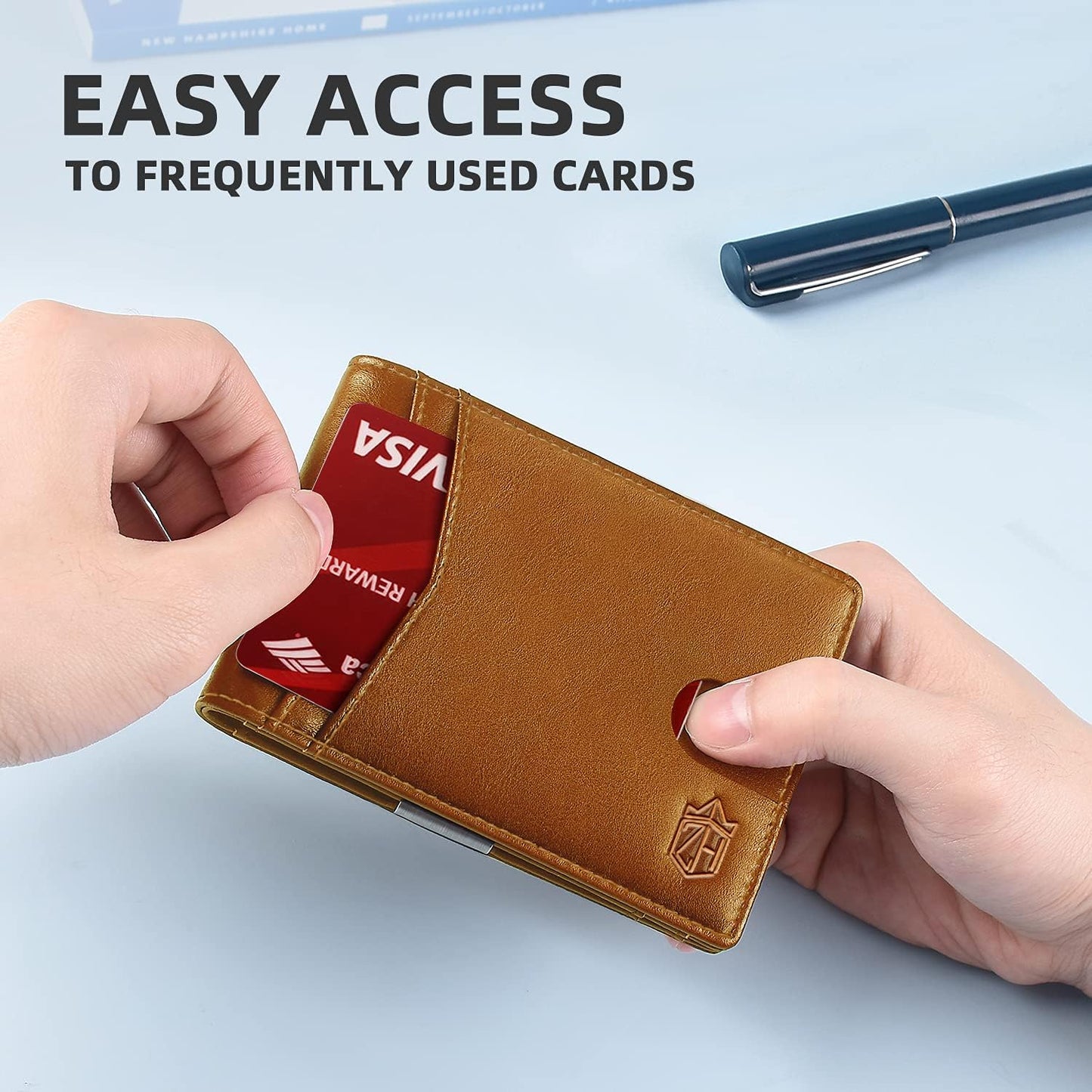 Zitahli Slim RFID Wallet for Men – Leather Bifold with Money Clip, 12 Card Slots