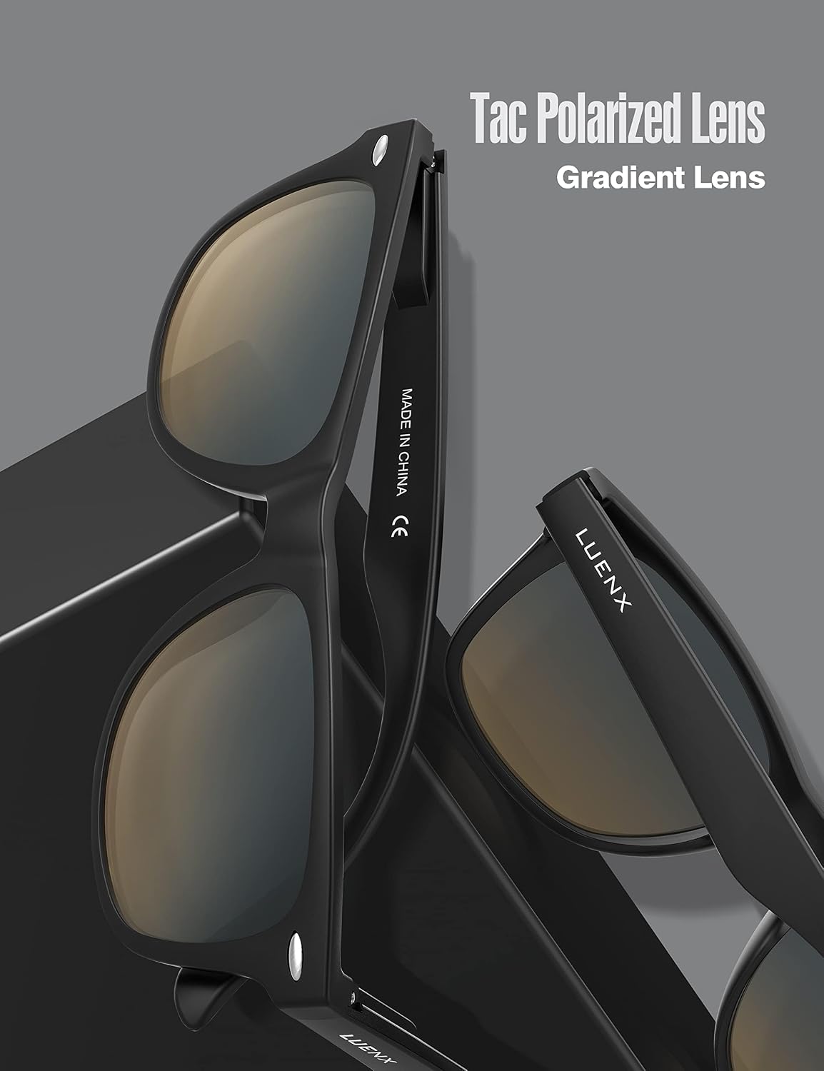 LUENX Polarized Sunglasses – UV400, Square Frame, Anti-Slip, Men & Women
