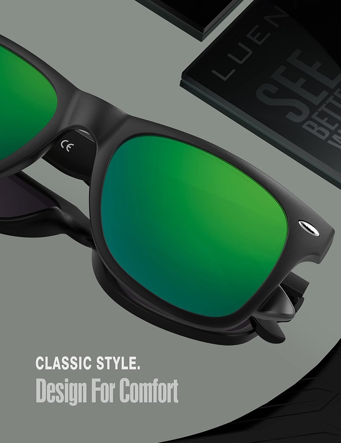 LUENX Polarized Sunglasses – UV400, Square Frame, Anti-Slip, Men & Women