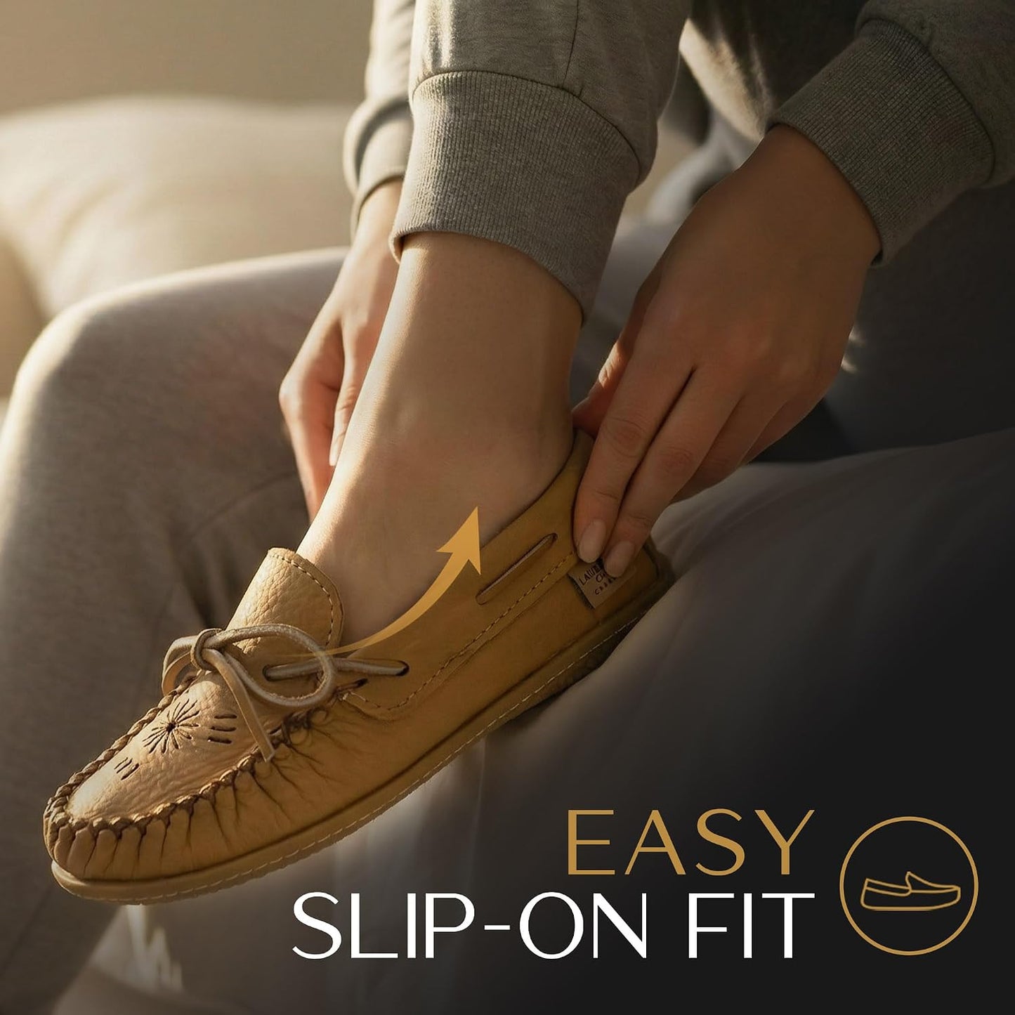 Women's Leather Moccasin Loafers – Handcrafted in Canada, Inca Embroidery, Indoor & Outdoor
