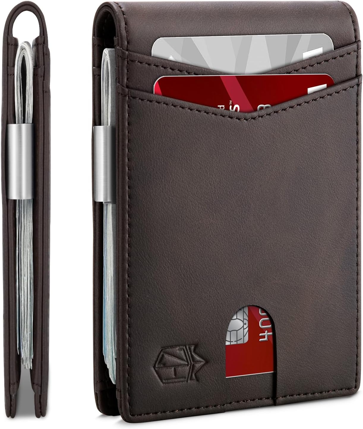 Zitahli Slim RFID Wallet for Men – Leather Bifold with Money Clip, 12 Card Slots