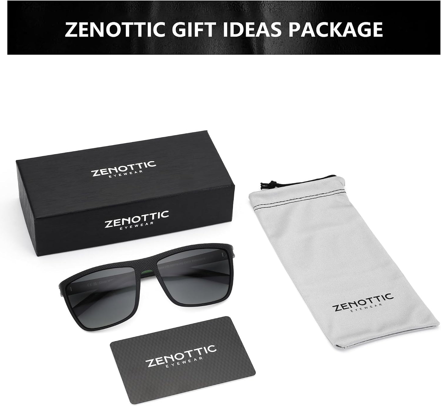 ZENOTTIC Polarized Sunglasses for Men – Lightweight TR90 Frame, UV400, Square