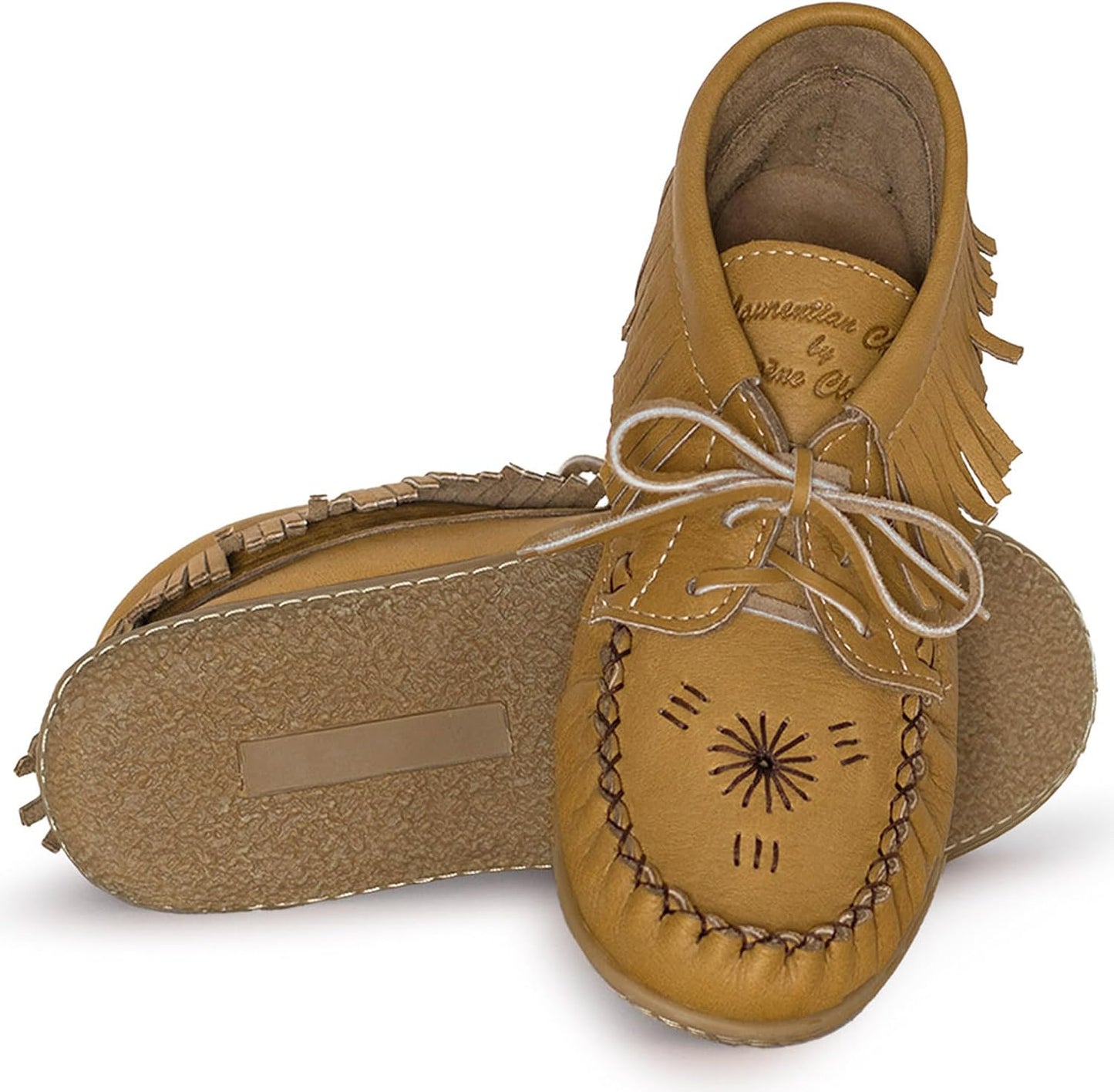 Women's Leather Moccasin Ankle Boots – Handcrafted in Canada, Inca Embroidery, Rubber Sole