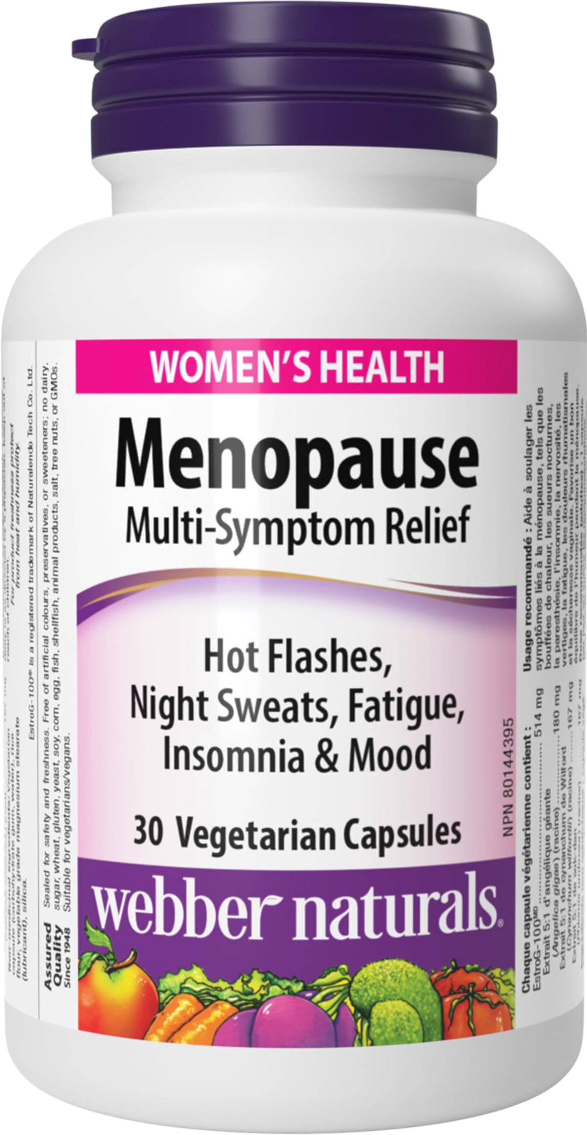 Webber Naturals Menopause Relief with EstroG-100, Multi-Symptom Support for Hot Flashes, Night Sweats, Mood & Sleep, Hormone-Free, Vegan 🍁 All In One Marketplace Canada