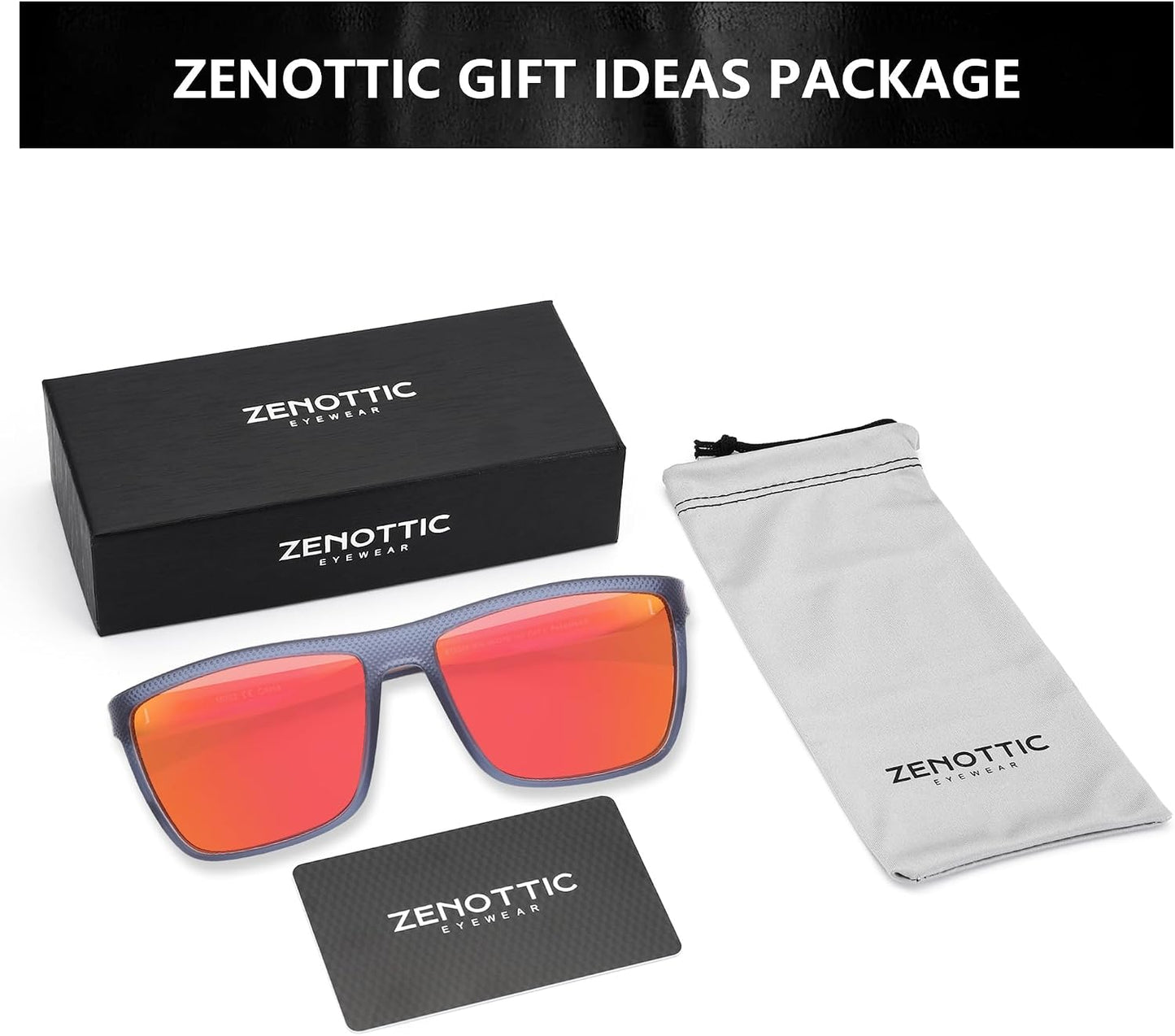 ZENOTTIC Polarized Sunglasses for Men – Lightweight TR90 Frame, UV400, Square