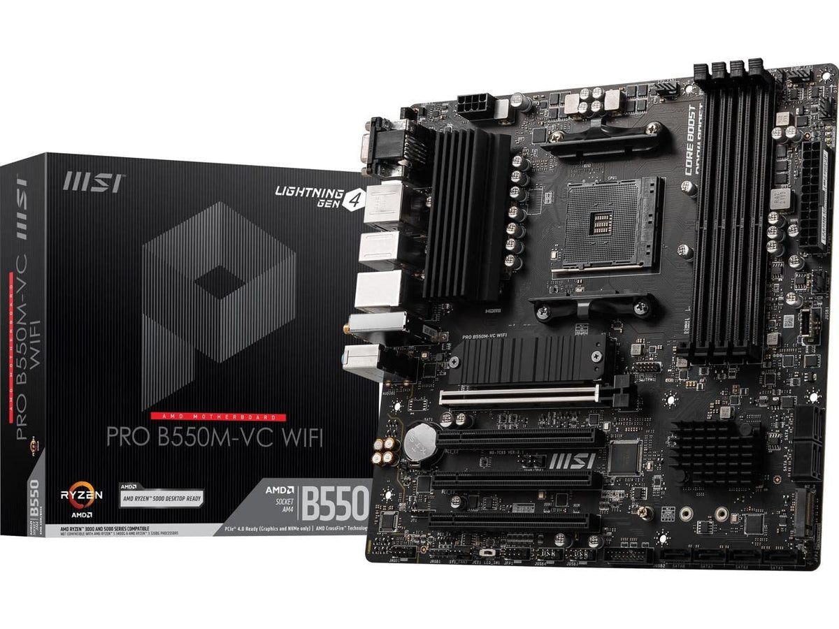 MSI PRO B550M-VC WiFi ProSeries Motherboard (AMD AM4, DDR4, PCIe 4.0, SATA 6Gb/s, M.2, USB 3.2 Gen 2, HDMI/DP, Wi-Fi, mATX) 🍁 All In One Marketplace Canada