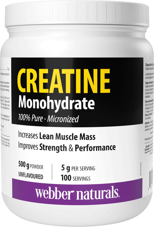Webber Naturals Micronized Creatine Monohydrate Powder | 5g Per Serving | 100 Servings | Canadian-Made | Vegan | Supports Muscle, Strength & Performance | Unflavored | For Men & Women 🍁 All In One Marketplace Canada